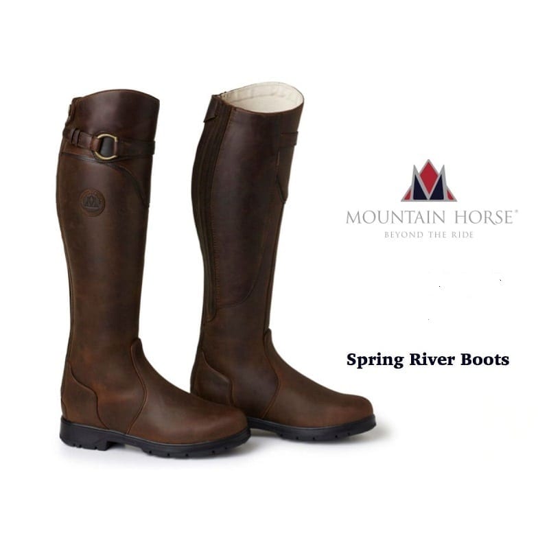 mountain horse spring river long riding boots