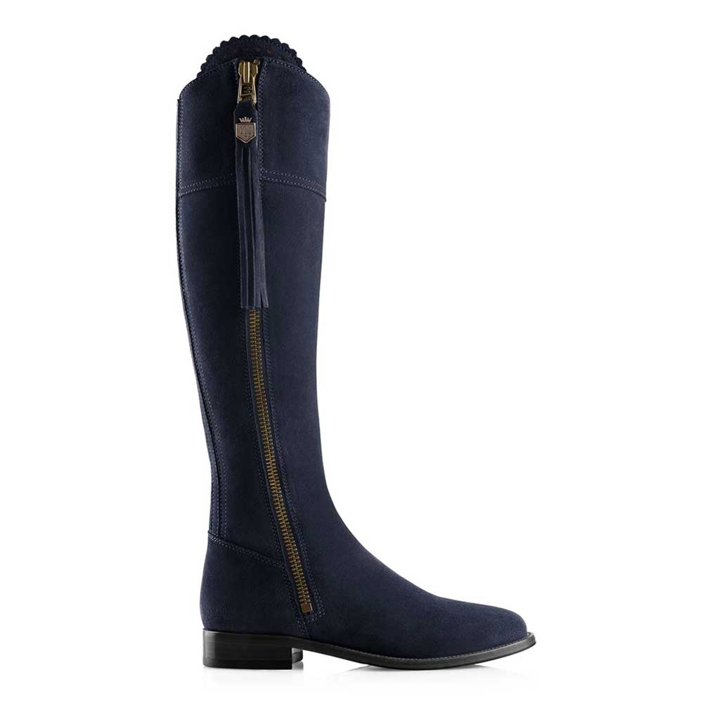 navy blue flat boots