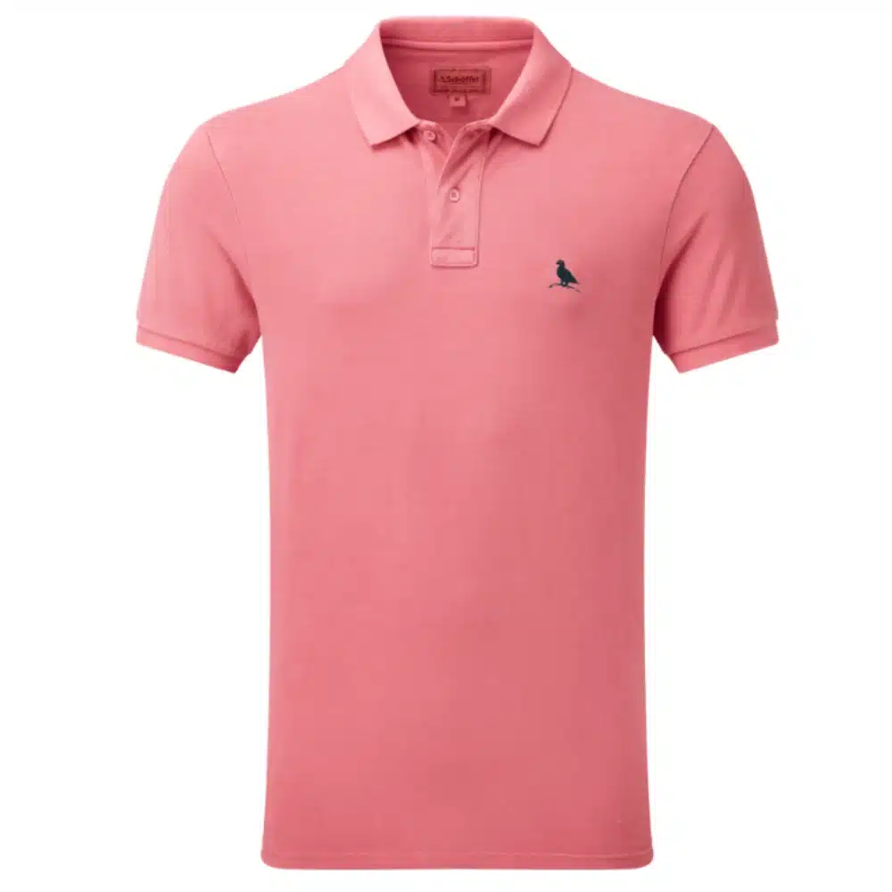 Schoffel Mens St Ives Garment Dyed Polo Shirt Coral